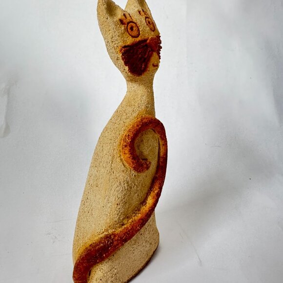 Handcrafted Rustic Ceramic Cat Figurine By Loja Do Oeste Portugal - Picture 10 of 16